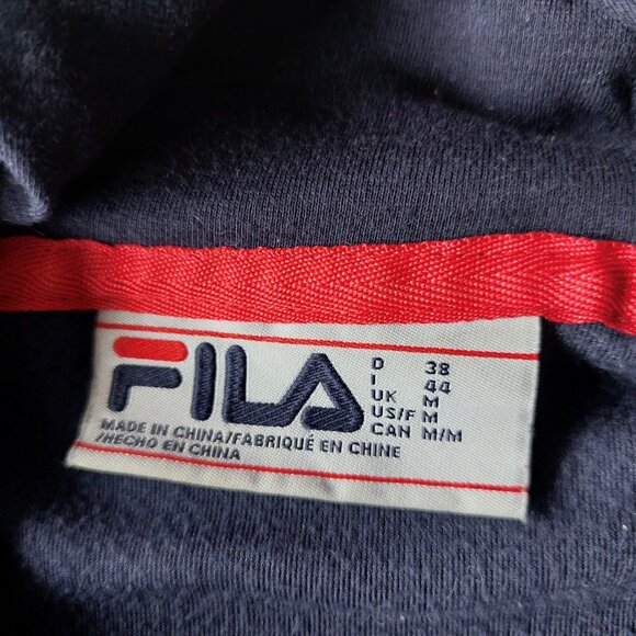 Vintage Navy Blue FILA Velour Tracksuit, Hooded Jacket and Pants Set, M/S - Picture 6 of 13